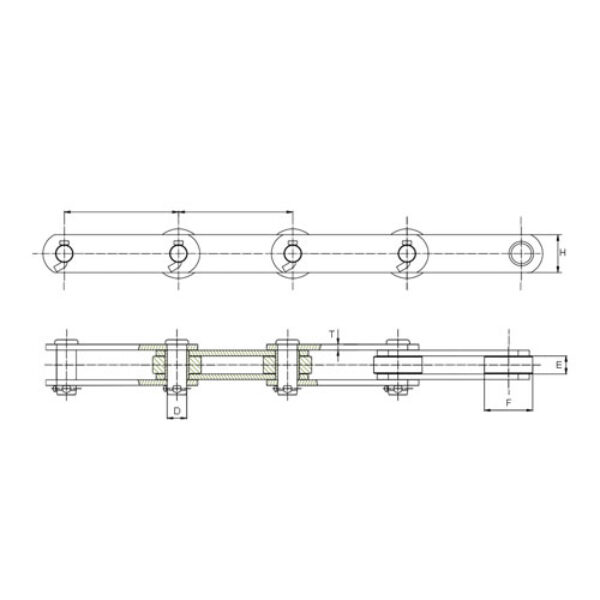Solid Extended Pin Type Palm Oil Chain With Wear Pad